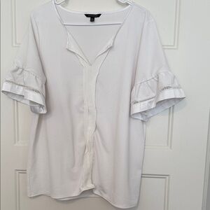 Banana Republic White Blouse with Ruffle Detail